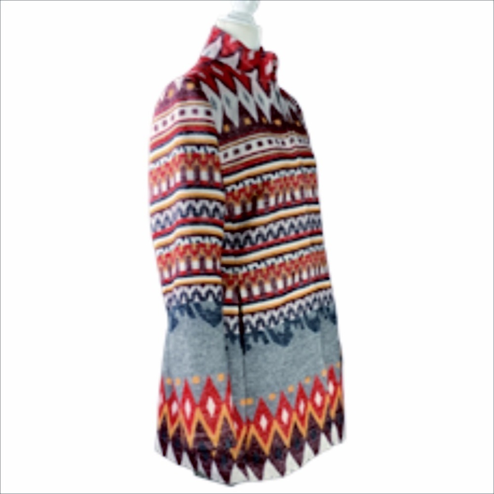 Altar'd State Coat Western Boho Wool Blend Long Line Tribal - Picture 3 of 12